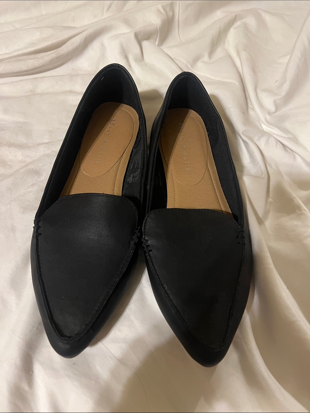 Kelly & Katie Black Pointed Toe Slip-On Flats